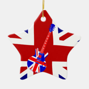 Union Jack British Guitar Star ornament pendant