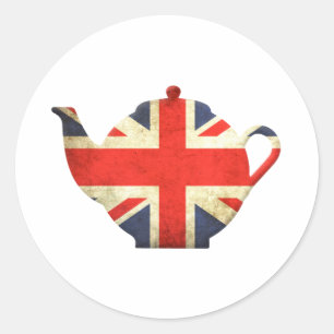 Union Jack British Teapot Classic Round Sticker