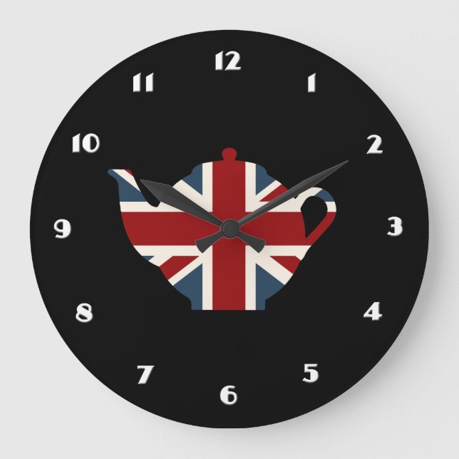 Union Jack British Teapot Large Clock (Front)