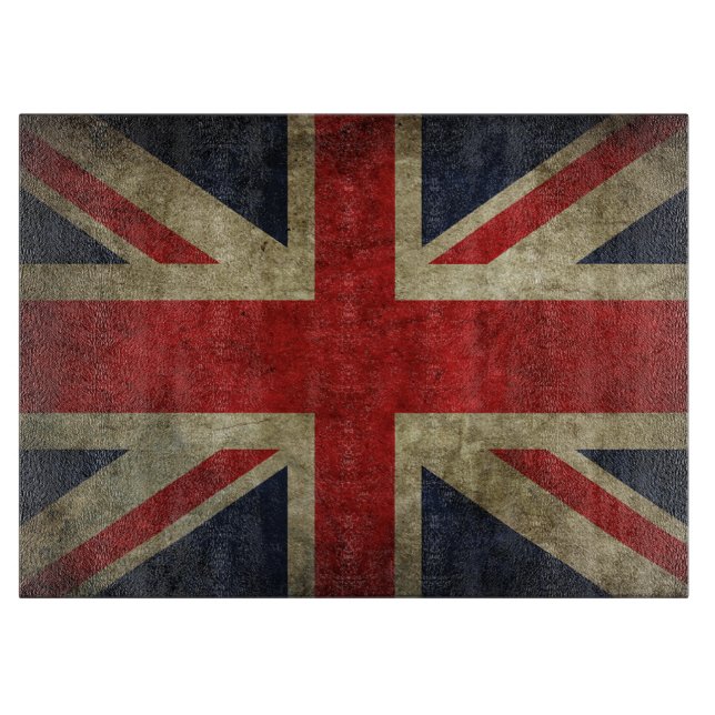 Union Jack British UK antique grunge flag Cutting Board (Front)