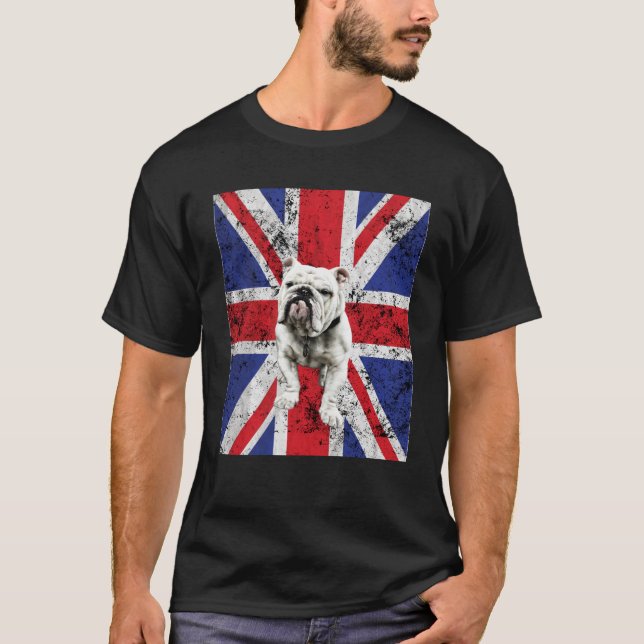 Union Jack Bulldog England United Kingdom British  T-Shirt (Front)