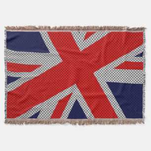 Union Jack Carbon Fibre Style Decor Throw Blanket