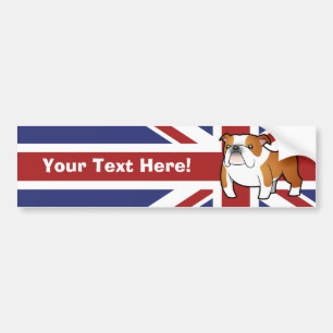 Union Jack Cartoon English Bulldog Bumper Sticker