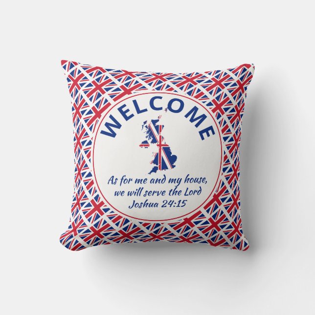 UNION JACK Custom Christian Welcome Cushion (Front)