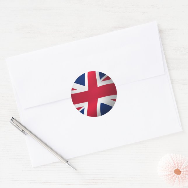 UNION JACK ENGLAND FLAG CLASSIC ROUND STICKER (Envelope)