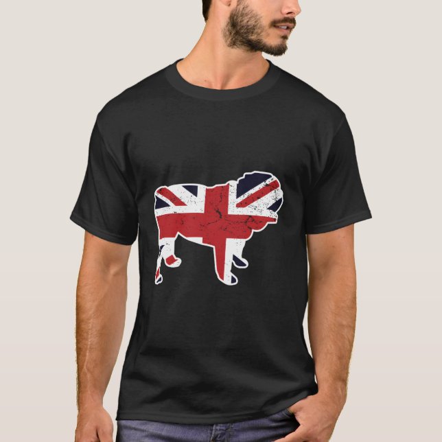 Union Jack English Bulldog Distressed Flag Uk Nove T-Shirt (Front)
