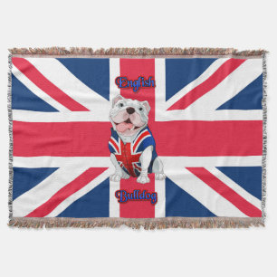 Union Jack English Bulldog Throw Blanket