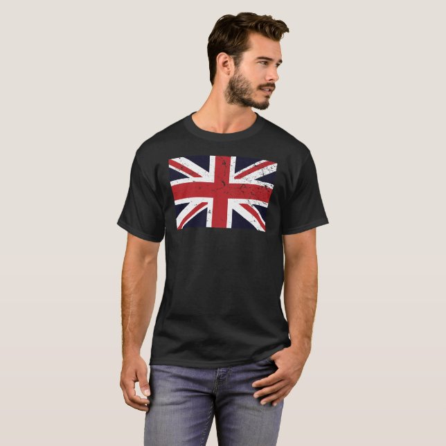 Union Jack Faded United Kingdom Flag 7 Tee (Front Full)