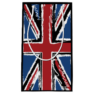 Union Jack Flag Abstract Scribble Small Gift Bag