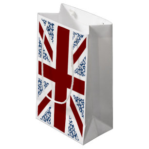 Union Jack Flag Calico Floral Pattern Small Gift Bag