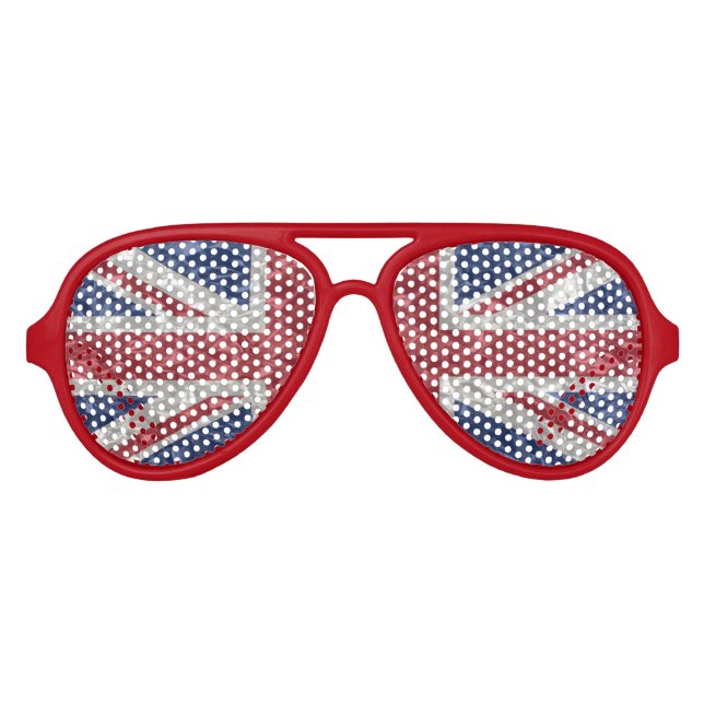 Union Jack Flag - Crinkled Aviator Sunglasses (Front)