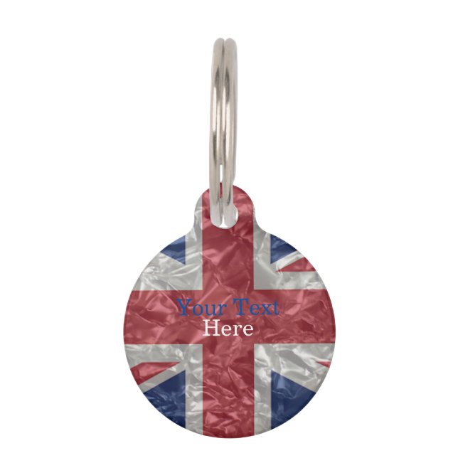 Union Jack Flag - Crinkled Pet Tag (Front)