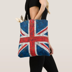 Union Jack Flag Distressed Tote Bag