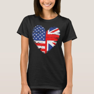 Union Jack Flag England and American Flag For Brit T-Shirt