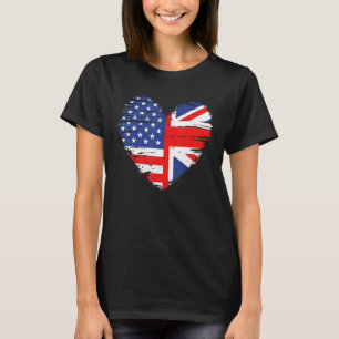Union Jack Flag England and American Flag For Brit T-Shirt