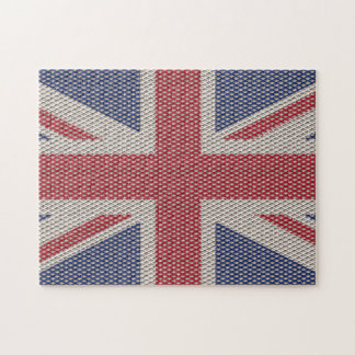 Union Jack Flag Fishnet Pattern Jigsaw Puzzle