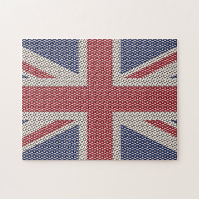 Union Jack Flag Fishnet Pattern Jigsaw Puzzle (Horizontal)