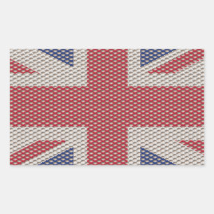 Union Jack Flag Fishnet Pattern Rectangular Sticker