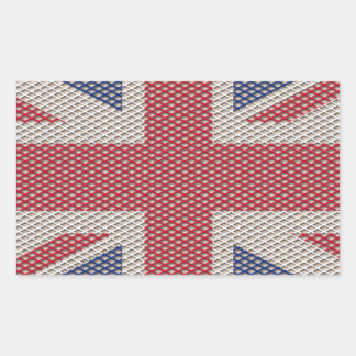 Union Jack Flag Fishnet Pattern Rectangular Sticker