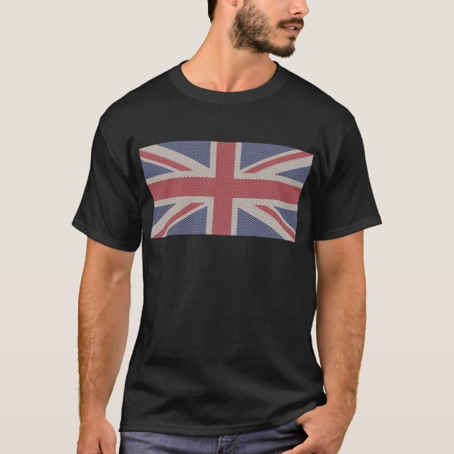 Union Jack Flag Fishnet Pattern T-Shirt (Front)