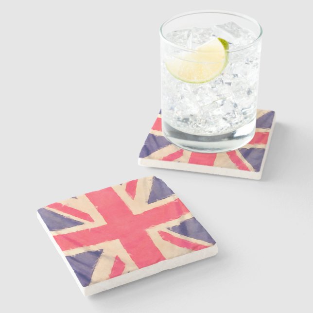 UNION JACK FLAG grunge Stone Coaster (Side)