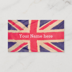 UNION JACK FLAG grunge + your text Business Card