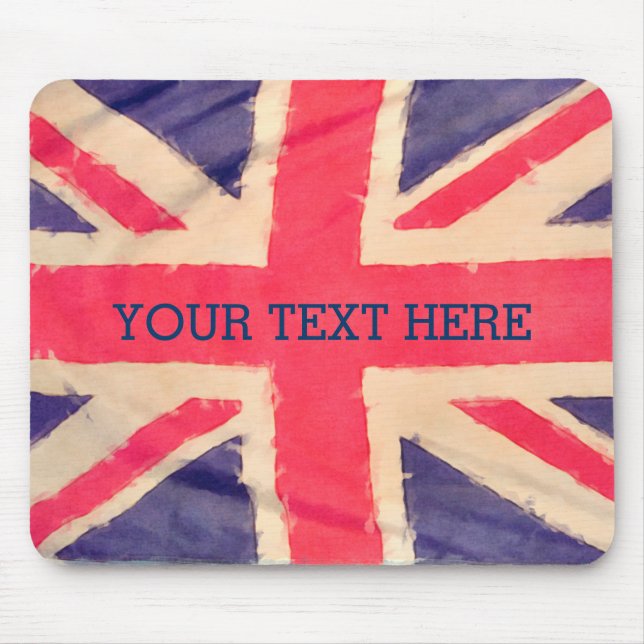 UNION JACK FLAG grunge + your text Mouse Mat (Front)