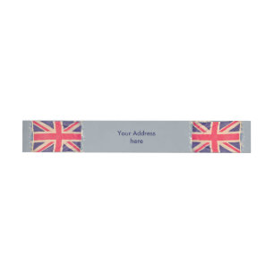 UNION JACK FLAG grunge + your text Wraparound Address Label