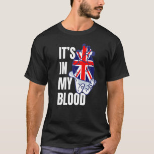 Union Jack Flag Heart Blood Veins Hand Great Brita T-Shirt