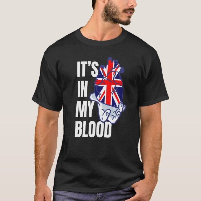 Union Jack Flag Heart Blood Veins Hand Great Brita T-Shirt (Front)