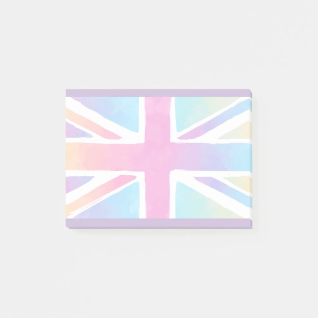 Union Jack Flag in Bright Watercolors Post-it Notes (Front)