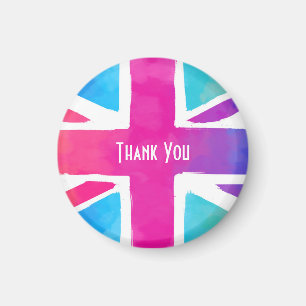 Union Jack Flag in Bright Watercolors Thank You Magnet