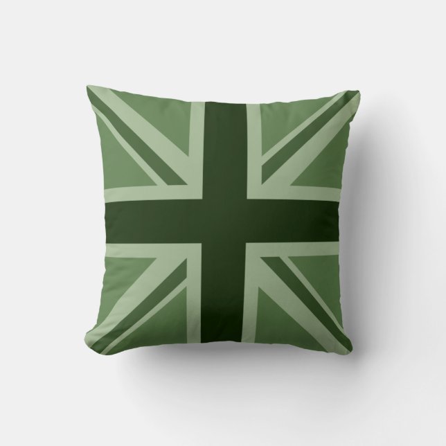 Union Jack/Flag in Greens Cushion (Front)