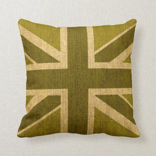 Image of Union Jack Flag in Rustic Green Cushion