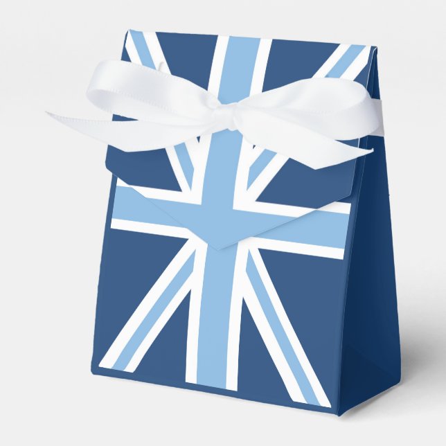 Union Jack Flag in Sky and Navy Blue Favour Box (Front Side)