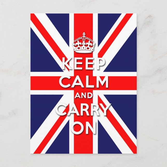 Union Jack flag keep calm and carry on Postcard (Front)
