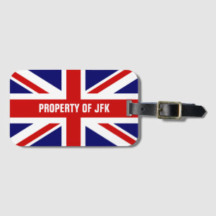 Union Jack flag monogrammed travel luggage tags