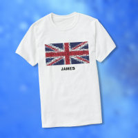 Union Jack Flag Mosaic Design (Black Text) T-Shirt