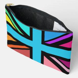 Union Jack/Flag Multicolored+Black Design Accessory Pouch