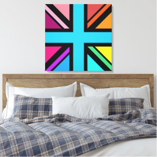 Union Jack/Flag Multicolored+Black Design Canvas Print