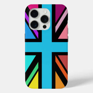 Union Jack/Flag Multicolored+Black Design iPhone 15 Pro Case