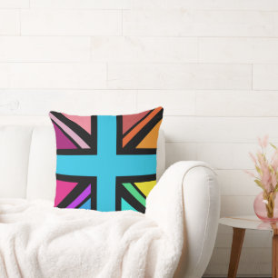 Union Jack/Flag Multicolored+Black Design Cushion
