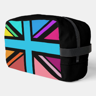 Union Jack/Flag Multicolored+Black Design Dopp Kit