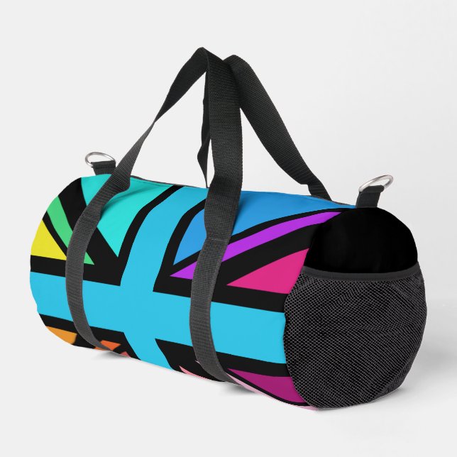 Union Jack/Flag Multicolored+Black Design Duffle Bag (Right Corner)