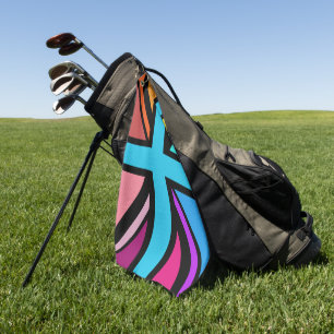 Union Jack/Flag Multicolored+Black Design Golf Towel