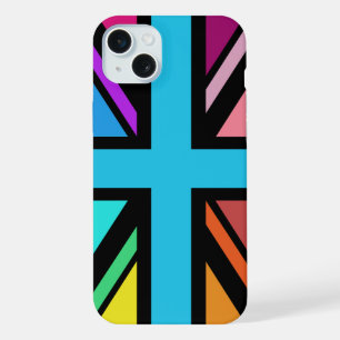 Union Jack/Flag Multicolored+Black Design iPhone 15 Plus Case