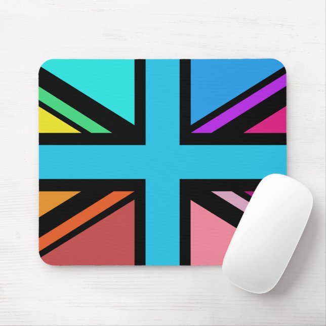 Union Jack/Flag Multicolored+Black Design Mouse Mat (With Mouse)