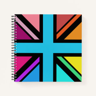 Union Jack/Flag Multicolored+Black Design Notebook
