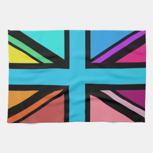 Union Jack/Flag Multicolored+Black Design Tea Towel