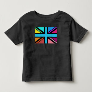Union Jack/Flag Multicolored+Black Design Toddler T-Shirt